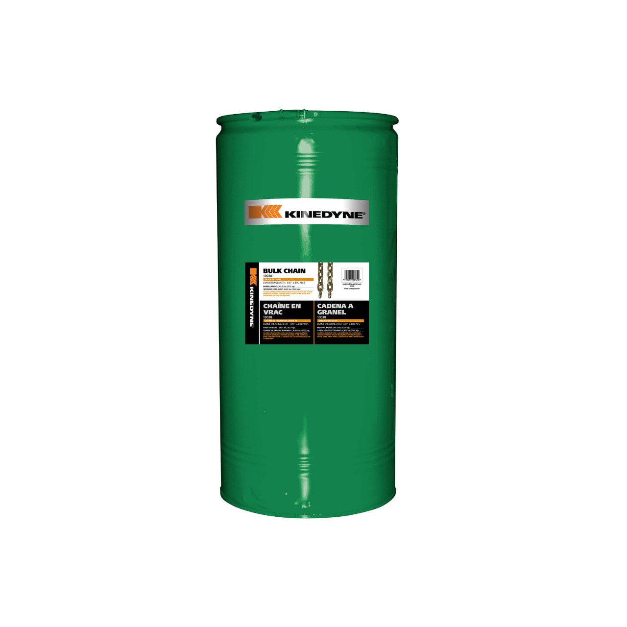 Kinedyne 3/8" by 400' Grade 70 Bulk Chain Barrel